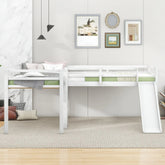 Bellemave® Twin Size L - Shaped Low Loft Bed with Ladder and Slide - Bellemave